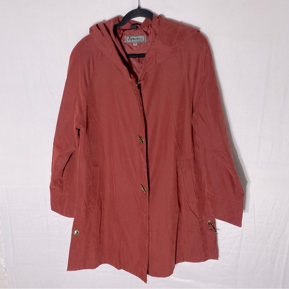 Vintage Apropos Red Orange Oversized Lightweight Jacket With Hood M - Picture 16 of 16